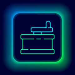 Glowing neon line Manual grinder icon isolated on black background. Colorful outline concept. Vector