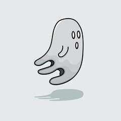 Halloween ghost  isolated cartoon style with outline and shadow eps vector illustration. can use for halloween design element graphic, mascot, icon, sign