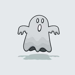 Halloween ghost  isolated cartoon style with outline and shadow eps vector illustration. can use for halloween design element graphic, mascot, icon, sign