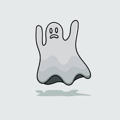Halloween ghost  isolated cartoon style with outline and shadow eps vector illustration. can use for halloween design element graphic, mascot, icon, sign
