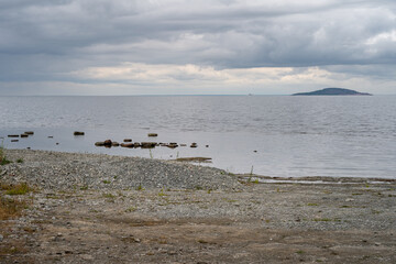 A beautiful seashore with a dramatic sky in the background. Picture from the Baltic Sea