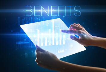 Hand holding futuristic, business concept