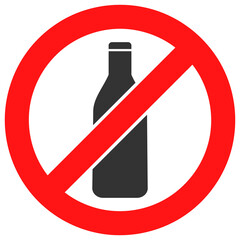 Stop beer bottle vector illustration. Flat illustration iconic design of stop beer bottle, isolated on a white background.