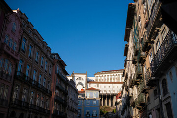 View of one of the street in historical center of Porto, Portugal.