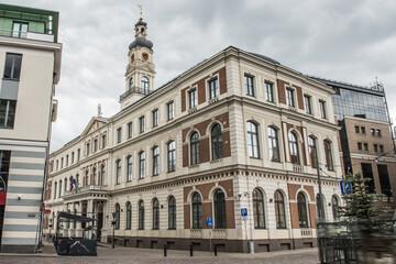 Fototapeta na wymiar Riga City Council building, is the government of the city of Riga, Latvia