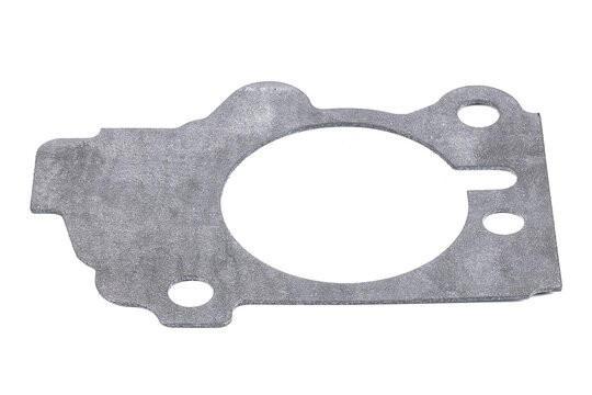 car part throttle gasket isolated on white background. paronite gasket cut out