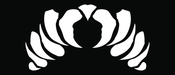 Monster teeth freehand drawing for printing on caps and t-shirts. White illustration, horror style for the Halloween. Vector isolated on a black background.  EPS 10.