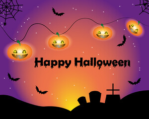 Vector banner Happy Halloween. Illustration happy halloween. Banner for advertising. Autumn sale.