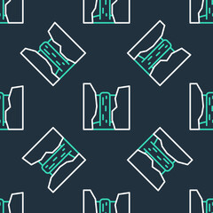 Line Algar waterfall icon isolated seamless pattern on black background. Region Alicante. Spain. Vector