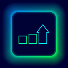 Glowing neon line Financial growth icon isolated on black background. Increasing revenue. Colorful outline concept. Vector