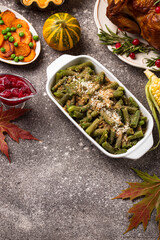 Green beans casserole with bread crumbs