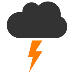 Thunderstorm cloud vector illustration. Flat illustration iconic design of thunderstorm cloud, isolated on a white background.