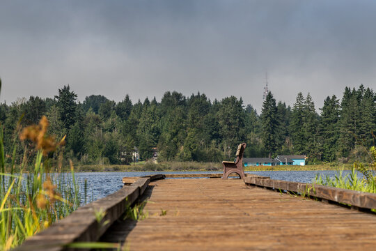 Boardwalk to shoreline at Lake Cassidy in Snhomish Washington