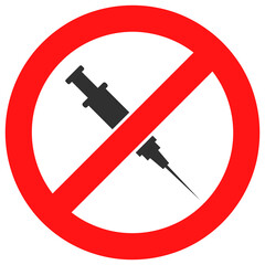 Stop vaccine vector illustration. Flat illustration iconic design of stop vaccine, isolated on a white background.