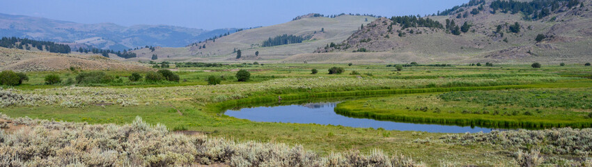 Fototapeta na wymiar Slough Creek in a sagebrush landscape, Yellowstone National Park, USA 