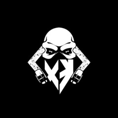 Fototapeta na wymiar XK Initial Gaming ESport Skull Mask Style
