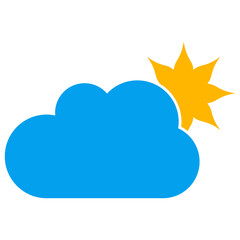 Sun cloud vector illustration. Flat illustration iconic design of sun cloud, isolated on a white background.