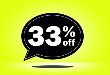 33% off - black and yellow floating balloon - with yellow background - banner for discount and reduction promotional offers