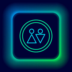 Glowing neon line Toilet icon isolated on black background. WC sign. Washroom. Colorful outline concept. Vector