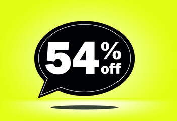 54% off - black and yellow floating balloon - with yellow background - banner for discount and reduction promotional offers