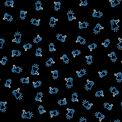 Line Megaphone icon isolated seamless pattern on black background. Speaker sign. Vector