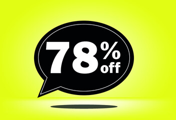 78% off - black and yellow floating balloon - with yellow background - banner for discount and reduction promotional offers