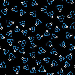Line Muslim man icon isolated seamless pattern on black background. Vector