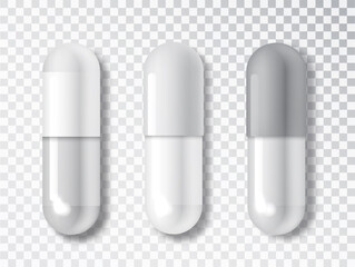 Tablets medical set mockup. Realistic capsule isolated on transparent background. Medical and Healthcare Concept.