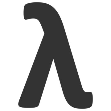 Lambda Greek lowercase letter vector illustration. Flat illustration iconic design of Lambda Greek lowercase letter, isolated on a white background.