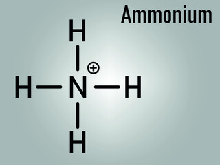 Ammonium cation skeletal formula. Protonated form of ammonia.