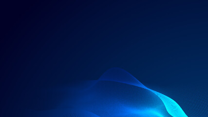 Abstract dot white blue wave gradient texture technology background.