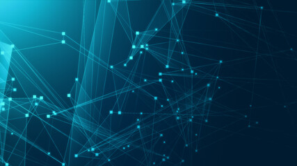 Abstract blue green polygonal 3d rendering network technology background.