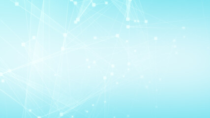 Abstract blue white polygonal 3d rendering network technology background.