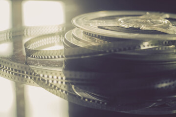 Old reels with black and white film stock