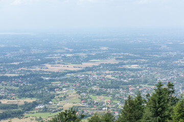 Landscape in the region of Beskid Maly, from the top of Hrobacza Laka