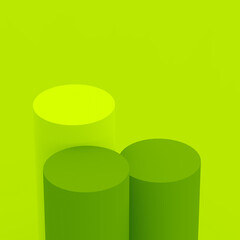 Abstract 3d green cylinder podium minimal studio background.