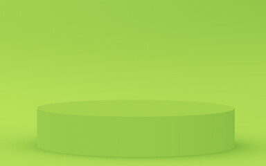 Abstract 3d green color cylinder podium minimal studio background.