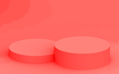 Abstract 3d pink color cylinder podium minimal studio background.