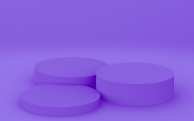 Abstract 3d purple violet color cylinder podium minimal studio background.