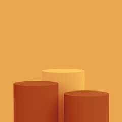 Abstract 3d orange brown colors cylinder podium minimal studio background.