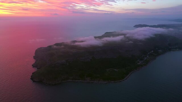 Aerial of the Great Orme headland, Llandudno, Gwynedd, North Wales, United Kingdom