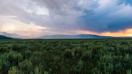 Rain Squall At Sunset in Idaho