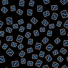 Line Photo retouching icon isolated seamless pattern on black background. Photographer, photography, retouch icon. Vector
