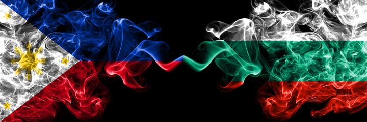 Philippines, Filipino vs Bulgaria, Bulgarian smoke flags side by side.
