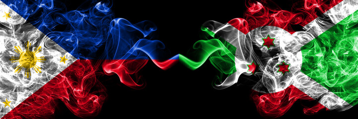Philippines, Filipino vs Burundi, Burundian smoke flags side by side.