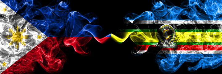 Philippines, Filipino vs East African Community, Africa smoke flags side by side.