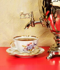 A samovar and a cup of tea. The personification of well-being, family comfort. A place of honor on...