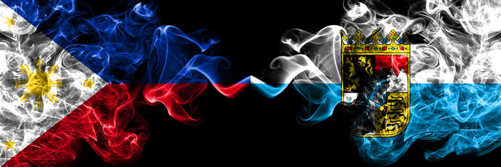 Philippines, Filipino vs Germany, Bavaria, state smoke flags side by side.