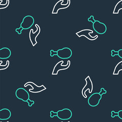 Line Donation food icon isolated seamless pattern on black background. Vector