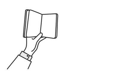 Businessman hand holding book.